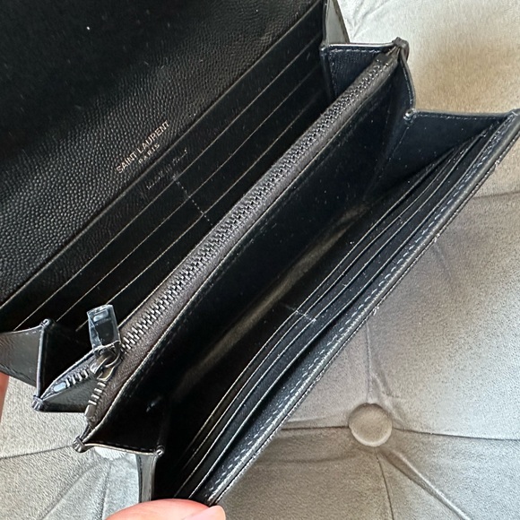 Yves Saint Laurent Metallic Black Chevron Wallet - Picture 9 of 12